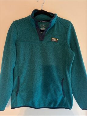 L.L. Bean Womem’s Teal Snap-Placket Fleece Pullover